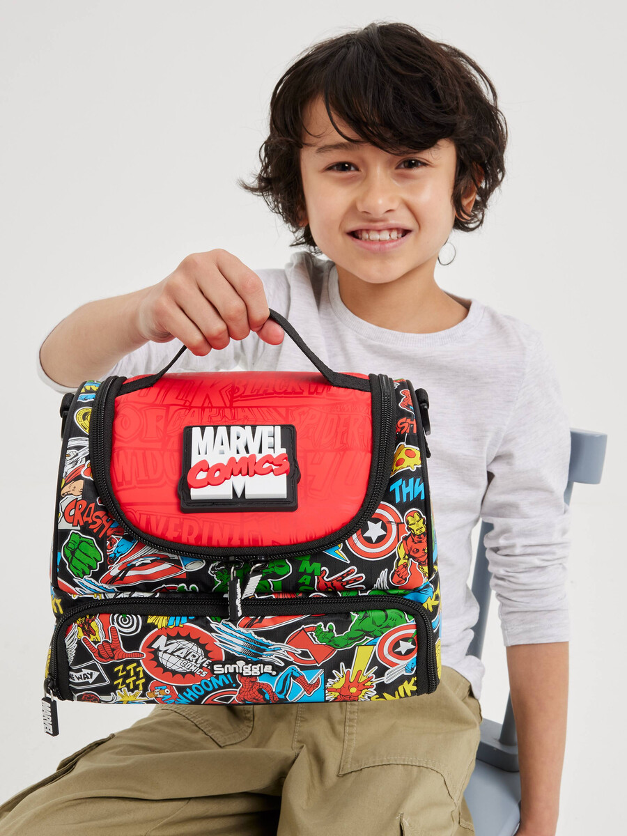marvel stor matlåda med dubbla fack och rem