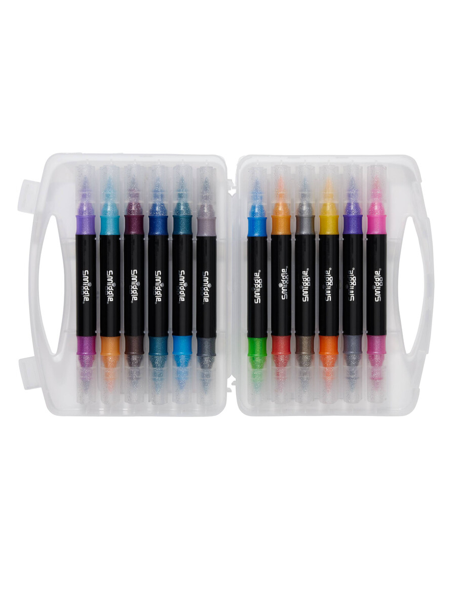 glitterpenna med dubbla spetsar 12-pack