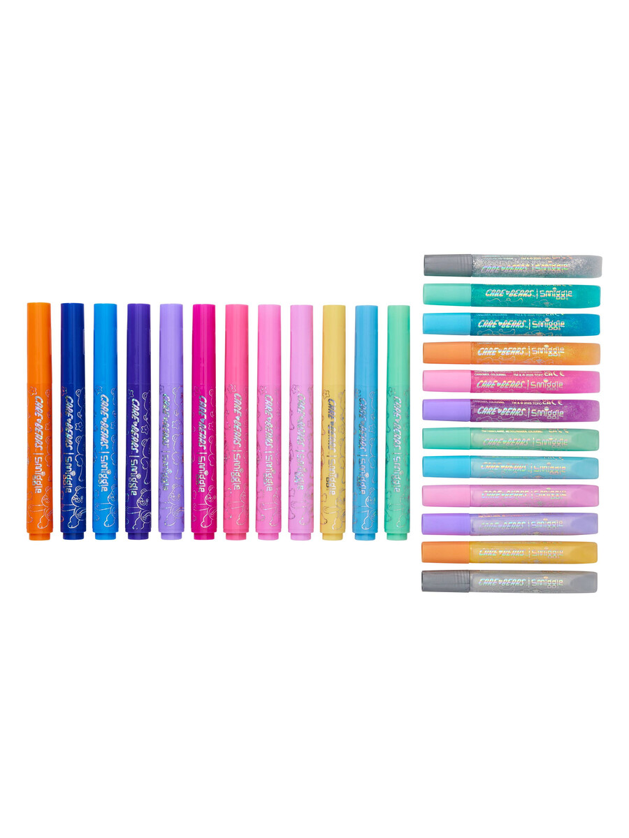 care bears färg glitter markerpaket